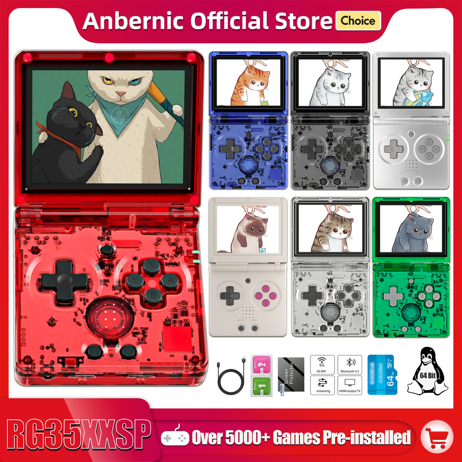Gaming Console Deals - ANBERNIC NEW RG35XXSP Flip Handheld Game