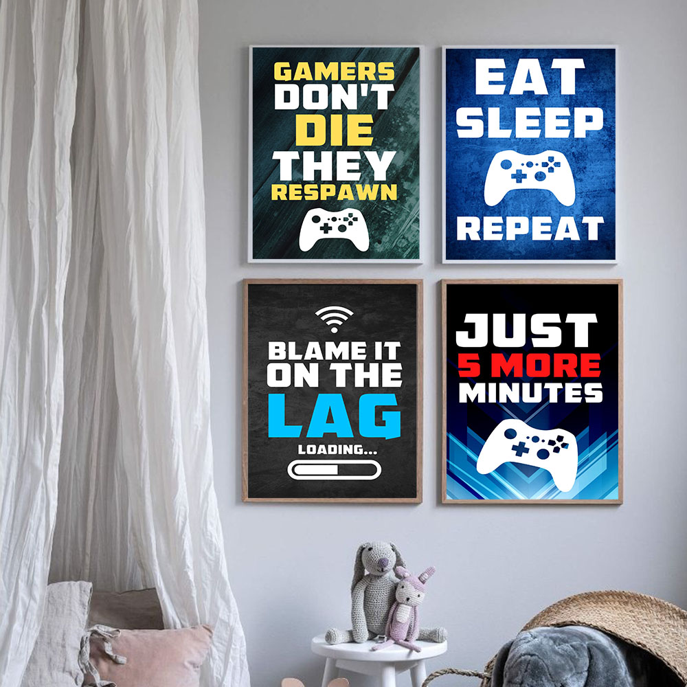 Gaming Quotes Art Painting Con - Gaming Console Letters ulasan dan harga