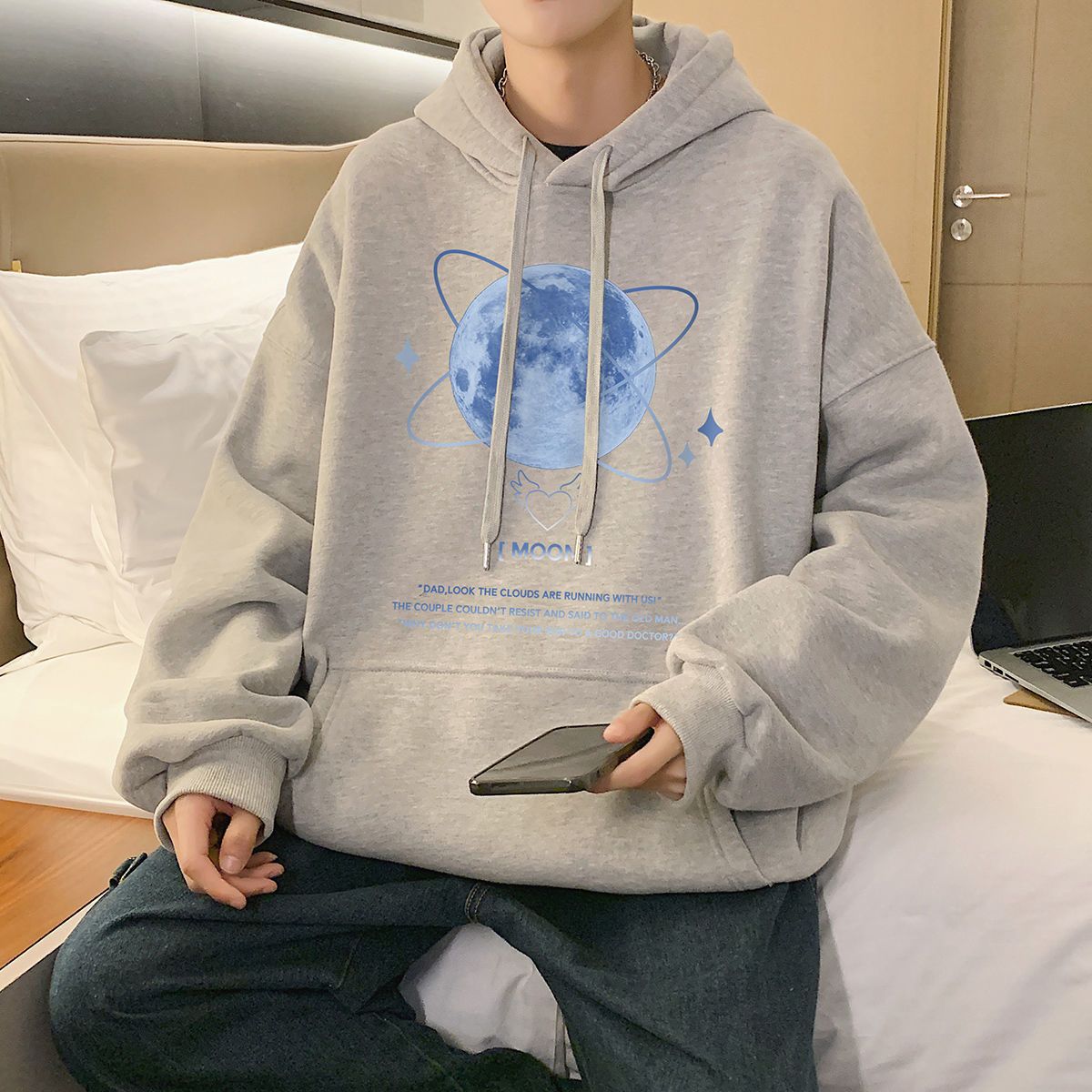 Mens With Hat Hoodies Biker Ca - Gaming Console Letters ulasan dan harga